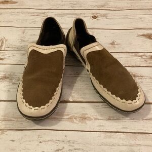 Fly London Brown Leather Slip On Loafers 42/9